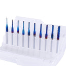 10Pcs 0.8-3mm Blue Nano Coating Engraving Milling Cutter Carbide End Mill CNC Router Bits 1/8 Inch Shank