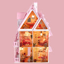 DIY Wooden Dolls House Doll House LED Light Miniature Dollhouse w/ Furniture Doll House Accessories