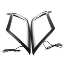 Pair Matte Black LED Car Headlight Front Shell Cover Trim For Nissan Navara NP300 2015 2016