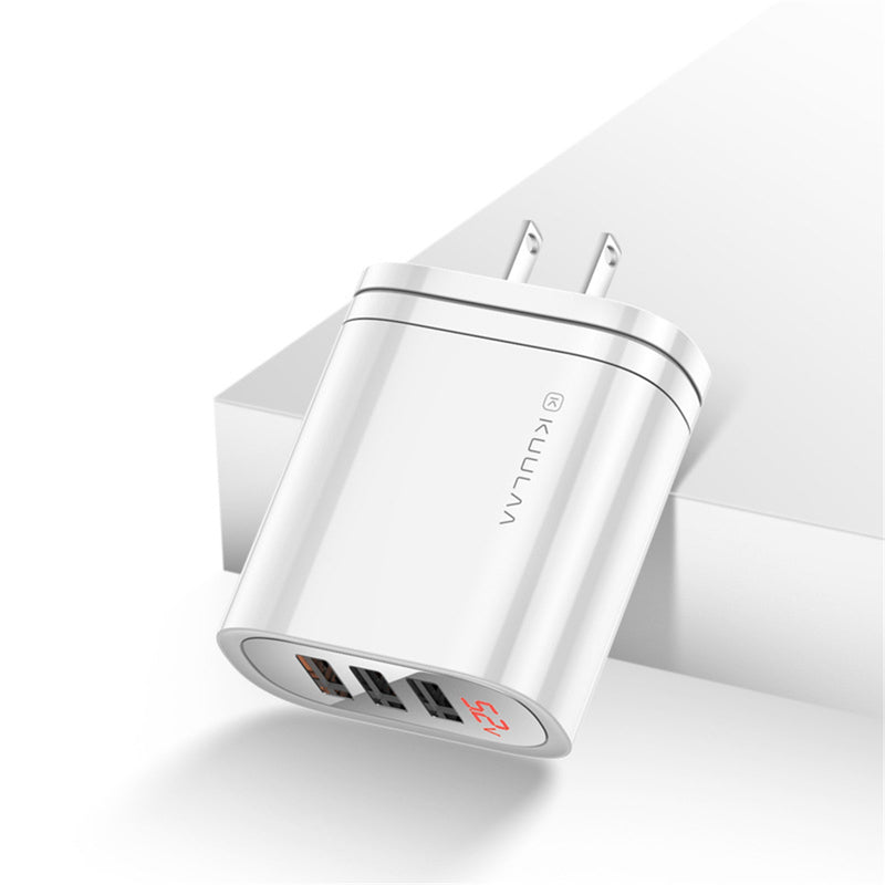 KUULAA 30W 3 USB QC3.0 Digital Display Fast Charging USB Charger Adapter For iPhone XS XR 11 Pro Oneplus 7T Pro Huawei P30 Pro Xiaomi Mi9 9Pro 5G