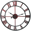 Loskii Creative Wall Clock Living Room Round Hollow Out Cafe Bar Wrought Metal Vintage Wall Clock