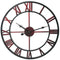 Loskii Creative Wall Clock Living Room Round Hollow Out Cafe Bar Wrought Metal Vintage Wall Clock