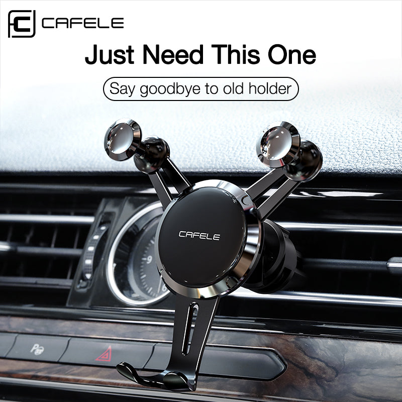 Cafele Aluminum Alloy Gravity Linkage Air Vent Car Phone Holder Car Mount for 4.7-6.5 Inch Smart Phone for iPhone for Samsung Xiaomi