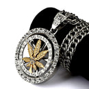 Hip Hop Spinning Snake Chain Marijuana Gold Leaf Pendant Necklace Wholesale for Men