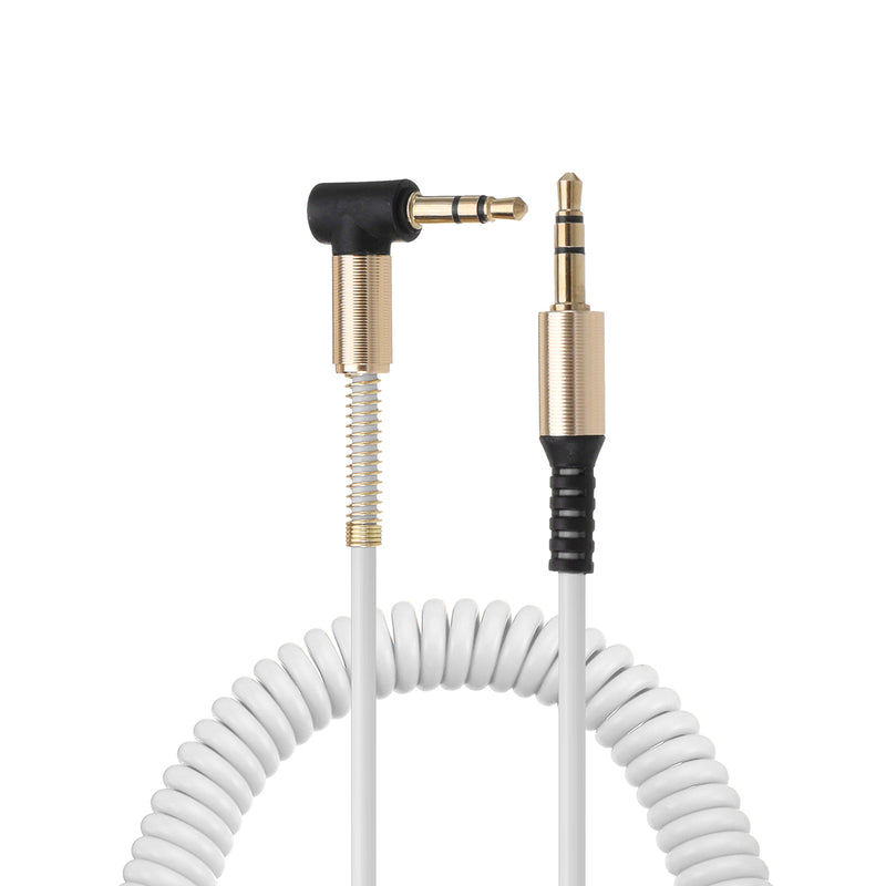 3.5mm Male to Male Coiled Stereo Audio Cable Copper Cable for Phone Speaker Tablet