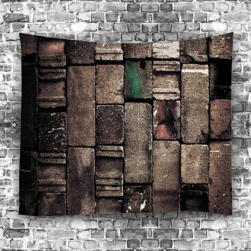 Hanging Tapestry Retro Art 3D Brick Stone Printed Bedroom Home Dorm Wall Decorations