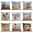 Oil Painting Style Cushion Cover Cotton Linen Square Pillow Case Mother's Day Gift