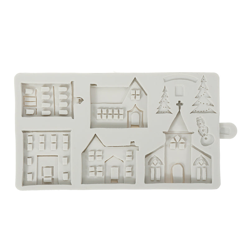 Christmas Tree House Silicone Mold DIY Baking Fondant Cake Chocolate Decorations