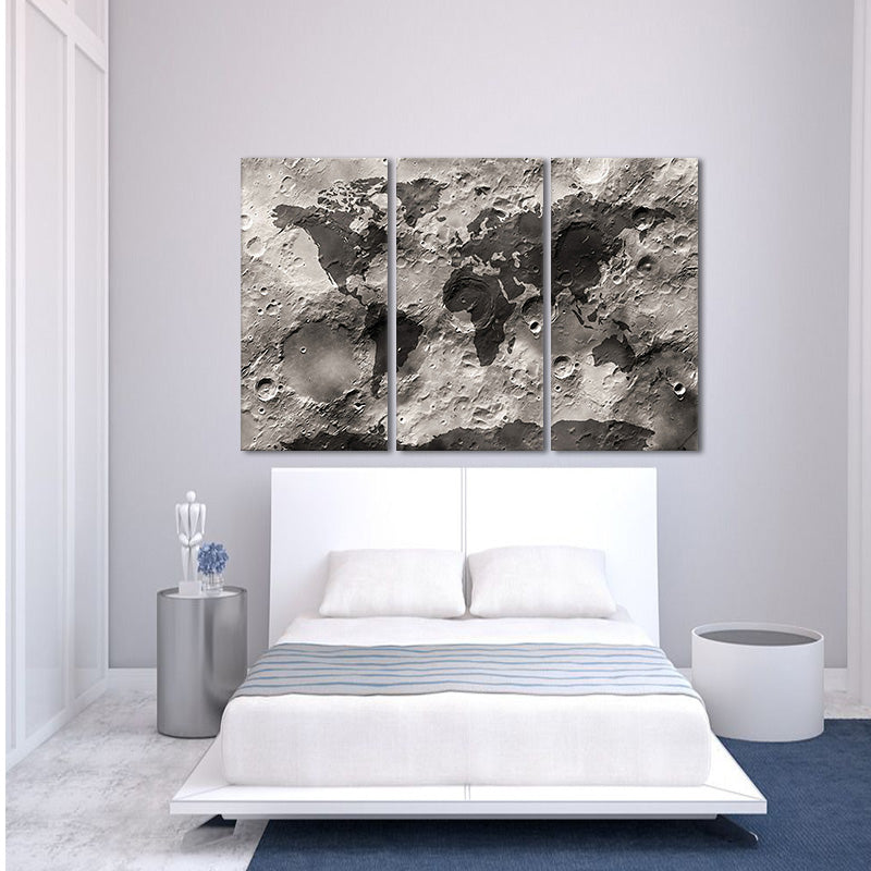 Miico Hand Painted Three Combination Decorative Paintings Lunar Surface Wall Art For Home Decoration
