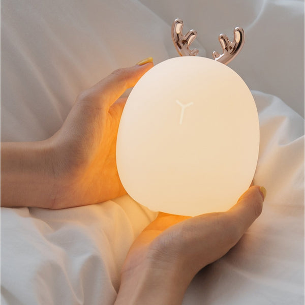 3life Rabbit Fawn Silicone LED Night Light Warm White Light USB Charge Childern Desk Bunny Night Lamp