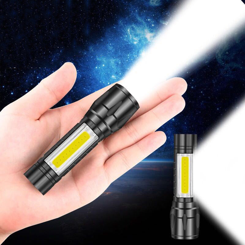 SHNEYU 7099 LED+COB 3Modes Zoomable USB Rechargeable Mini LED Tactical Flashlight Outdoor Waterproof Multifunctional Flashlight