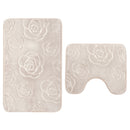 2 PCS Non Slip Toilet Cover Rugs Bath Mat Set Bath Shower Bathroom Floor Carpet