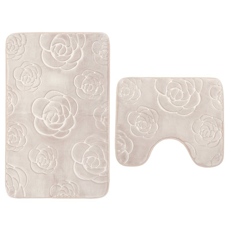 2 PCS Non Slip Toilet Cover Rugs Bath Mat Set Bath Shower Bathroom Floor Carpet
