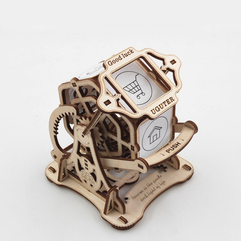 3D Antique Self-Assembly Wooden Good Luck Wheel Number Dice Laser Cut Parts Puzzle Building Kits Mechanical Model DIY Gift Decorations