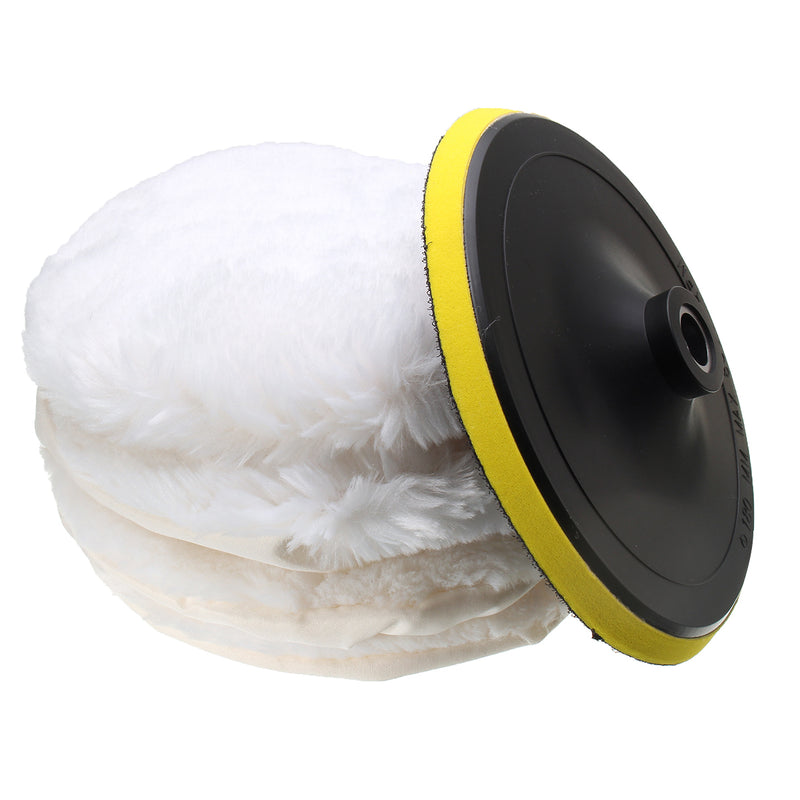 5pcs 7 Inch Polished Soft Wool Bonnet with Attachment Wheel Pad Polishing Tool