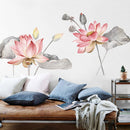 Lotus Flower Wall Poster Vinyl Wall Sticker Removable Room Home Decor Chinese Style