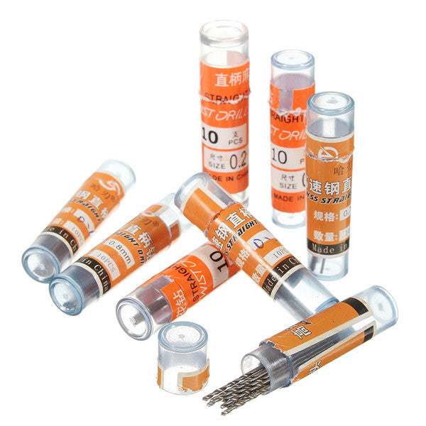 10pcs 3.175mm Shank 0.2-0.9mm HSS Twist Drill Bits