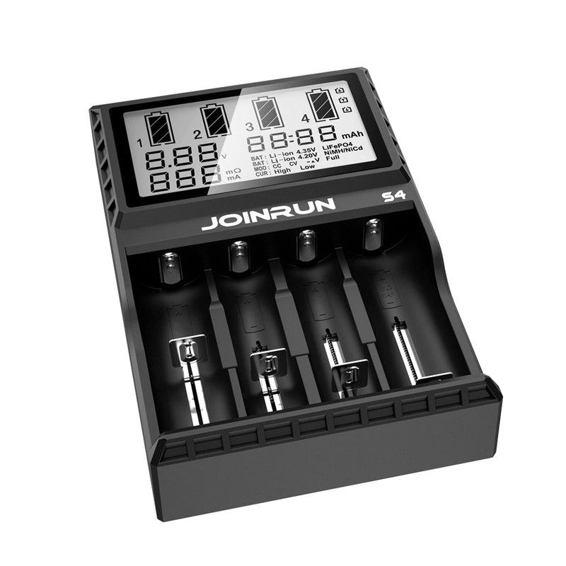 JoinRun S4 4Slots EU Plug LCD Display Automatic Rapid Intelligent Li-ion/NI-MH/NI-CD Battery Charger