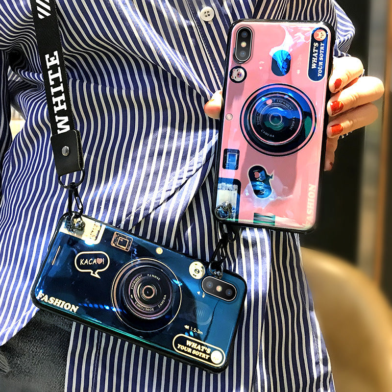 Bakeey Blue Ray Wrist Strap Shockproof Soft Silicone Protective Case for Xiaomi Mi9 / Mi9 Transparent Edition
