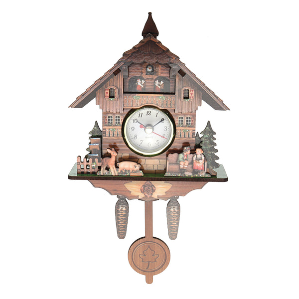 Cuckoo Clock Mount Wooden Wall Clock Analog Auto Swinging Pendulum Home Decorations