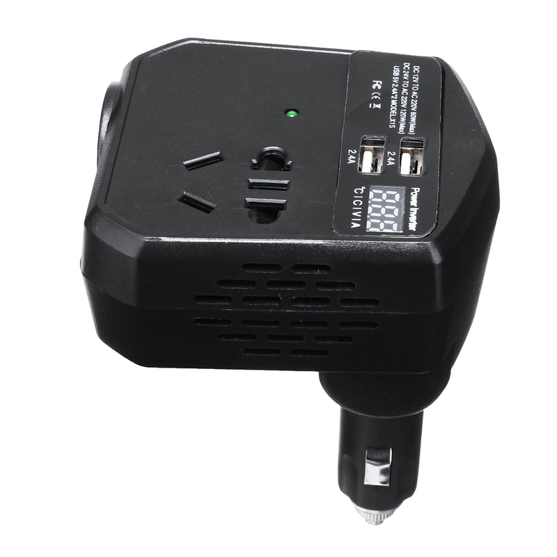 200W 12V/24V To 220V Auto Power Inverter 2 USB 2 Universal Socket Modified Sine Wave Converter