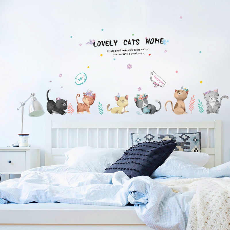Miico SK7184 Hand-Painted Cat Wall Sticker Children's Room Kindergarten Decorative Stickers DIY Sticker