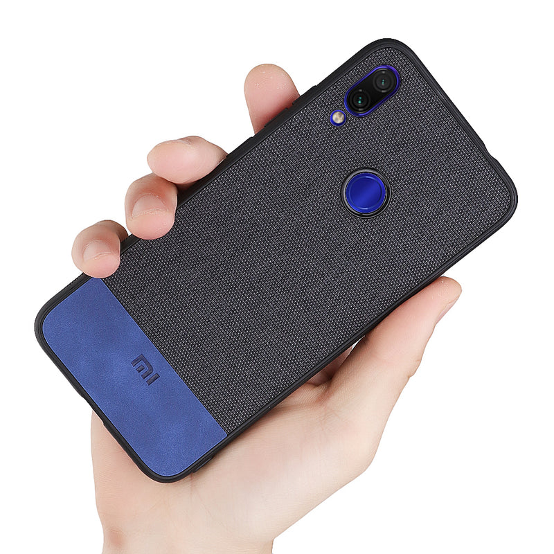 Bakeey Luxury Fabric Splice Soft Silicone Edge Shockproof Protective Case For Xiaomi Redmi Note 7