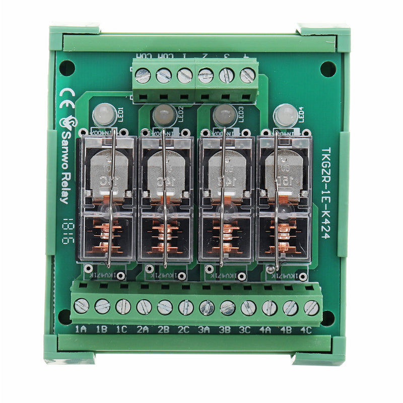 TKG2R-1E-K424 4 Channel Relay Module PLC Amplification Board Controller With Indicator Light DC 12V