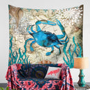 Blue Crab Tapestry Wall Art Hanging for Bedroom Living Room Dorm Wall Blankets