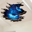 Miico Creative 3D Deep Sea Dolphin Removable Home Room Decorative Wall Floor Decor Sticker