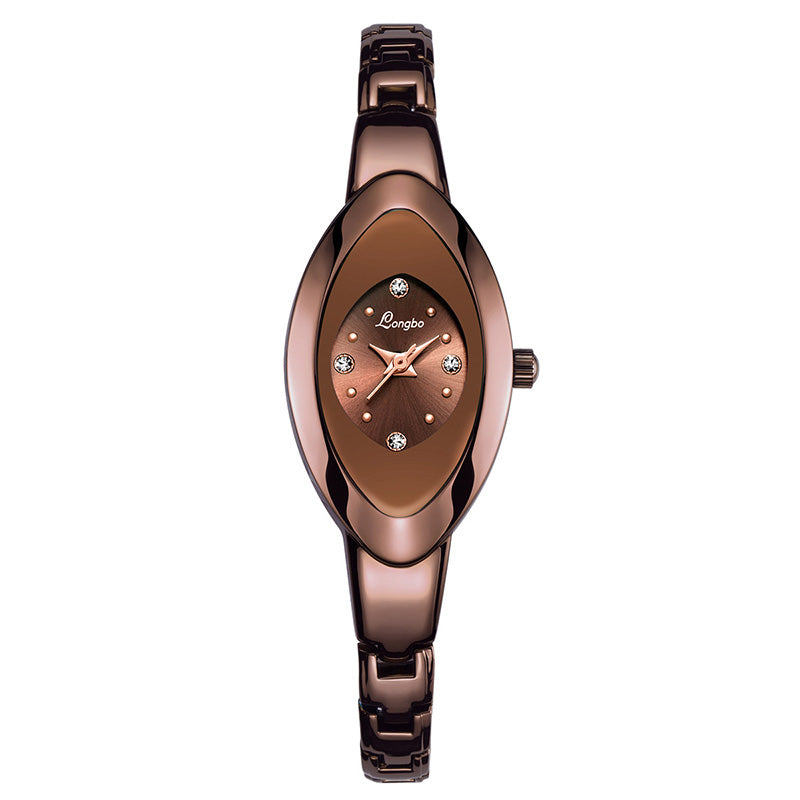 LONGBO 80460 Simple Crystal Dial Waterproof Elegant Crown Fashion Ladies Dress Women Full Steel Quartz Watch