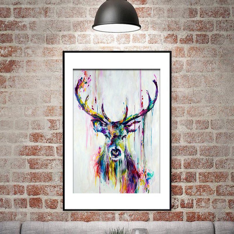 Miico Hand Painted Oil Paintings Animal Elk Paintings Wall Art For Home Decoration