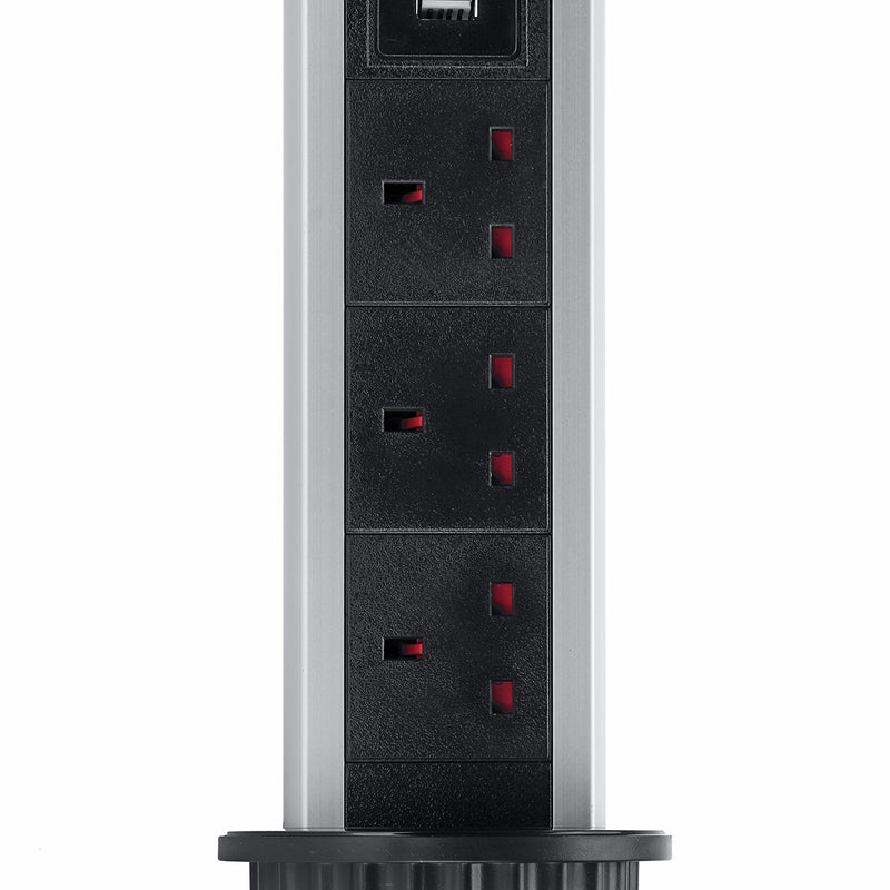 2500W 16A UK Plug 3/4/5/6 Socket Power 2.1A USB Charger Hidden Kitchen Table Electrical Socket
