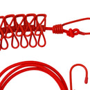 Portable Retractable Clothesline Windproof Stretch Drying Rack 12 Clips Iron-Wire PP Clothesline