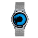 SANDA P1026 Creative Real-time Pattern Dial Leather Mesh Belt Strap Men Quartz Watch