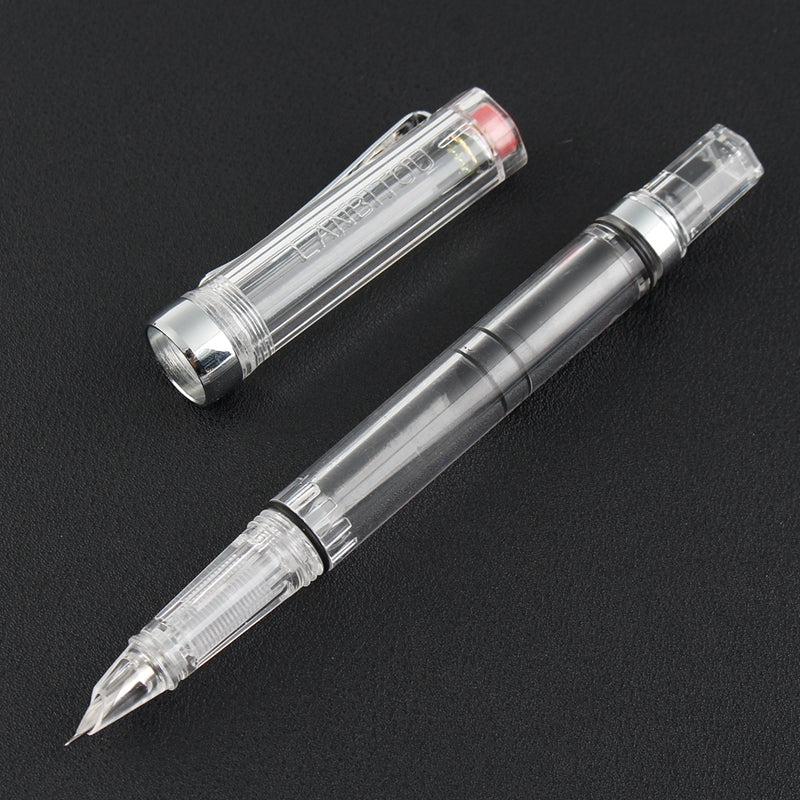 LANBITOU 3059 Piston Transparent Fountain Pen 0.38mm/0.5mm Fine Nib Smooth Writing Pen