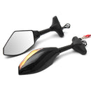 Pair Motorcycle LED Turn Signal Rear View Mirrors For Honda/Suzuki/Kawasaki/Yamaha