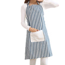 Honana KT-AP1 Adjustable Large Size Bib Apron Kitchen Cooking Woman Man Stripe Linen Apron With Pocket
