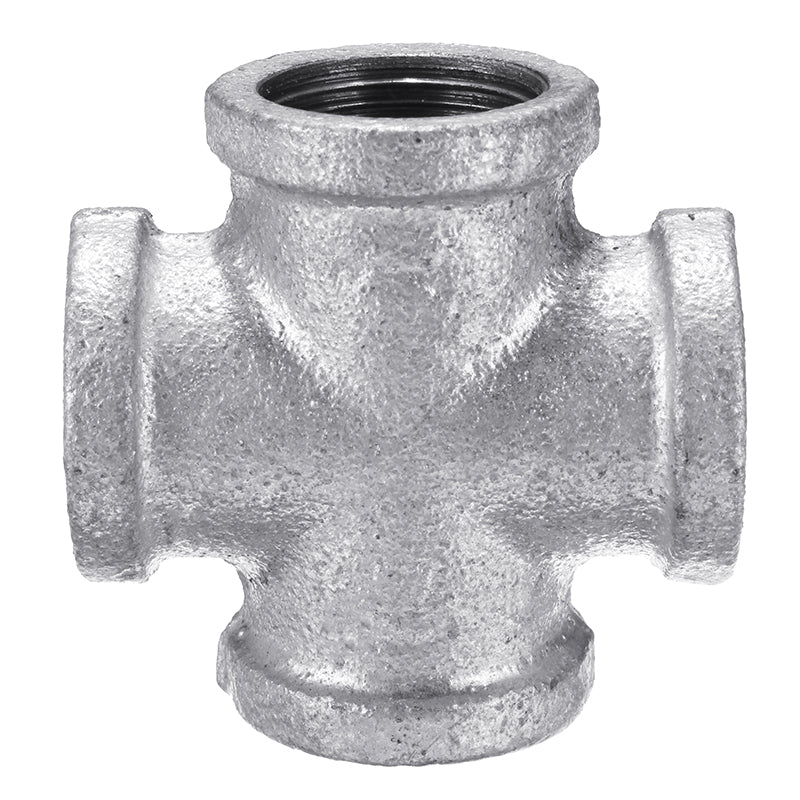 1/2" 3/4" 1" 5 Way Pipe Fitting Malleable Iron Galvanized Outlet Cross Female Tube Connector