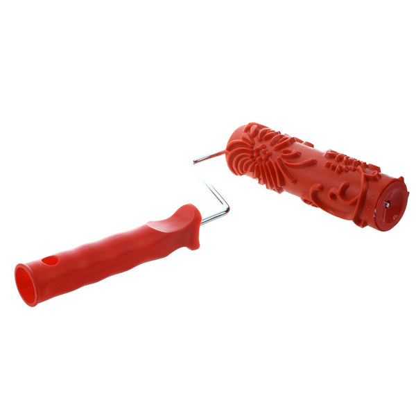 KCASA HC-16 7 Inches Embossed Flower Desigh Paint Roller With Plastic Handle Home Wall Decor Tool