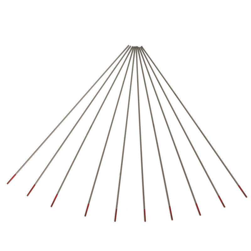 10Pcs 2% Thoriated WT20 Red TIG Welding Tungsten Electrode 0.04inch x 6inch (1.0mmx150mm)