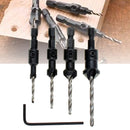 4pcs 6#/8#/10#/12# Hex Shank Carpentry Countersink Drill Bit Set with Wrench Woodworking Tool