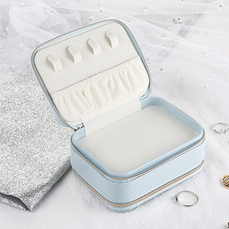 Travel Jewelry Box Storage Bag Earring Ring Portable Organizer PU Box Case with Mirror