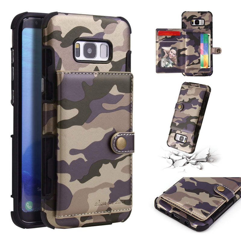 Camouflage Wallet Card Slots Protective Case For Samsung Galaxy S8 Plus