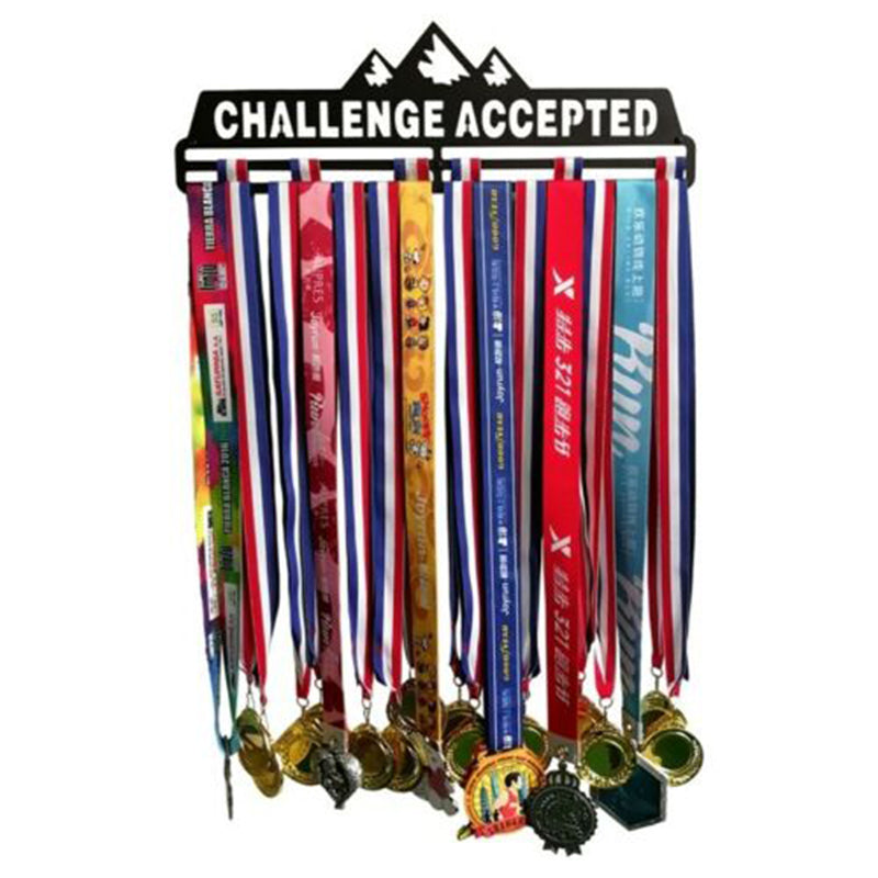 Challenge Accepted Sport Medal Hanger Holder Medal Display Rack Home Organizer Decorations