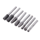 Drillpro 8Pcs 6mm Shank Tungsten Steel Rotary File Set Grinding Head Rasp Burrs Abrasive Tool