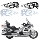2pcs 13.5x5inch Universal Motorcycle Gas Tank Flames Skull Badge Decal Sticker