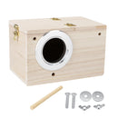 Budgie Nest Wooden Box Breeding Boxes Aviary Bird House Nesting w/ Stick Window Security