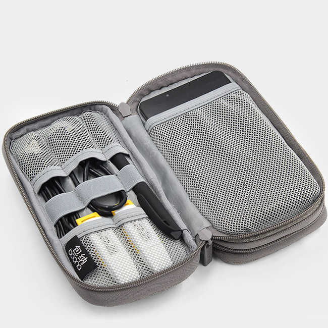 Boona 19cm*10.5cm Double-deck Digital Accessories Storage Bag USB Cable Charger U Dick Power Bank Organizer Bag