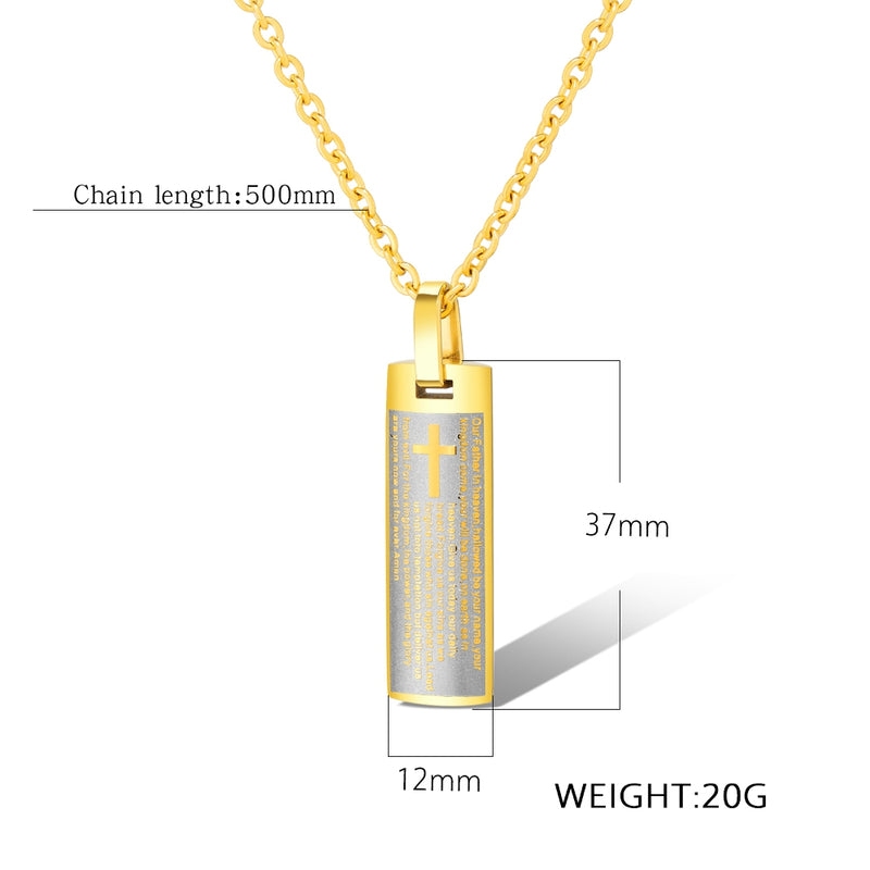 50cm Trendy Titanium Steel Cross Men's Necklace Silver Gold Plated Pendant Men Jewelry